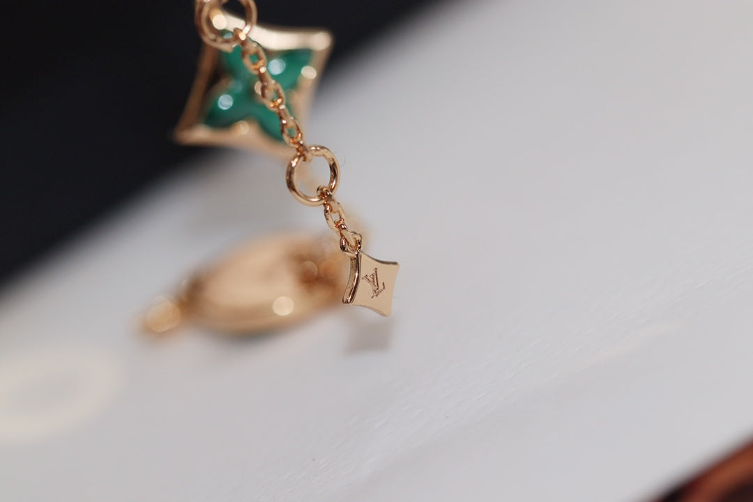 [KELA]STAR AND SUN 4 MOTIF ROSE GOLD MALACHITE BRACELET