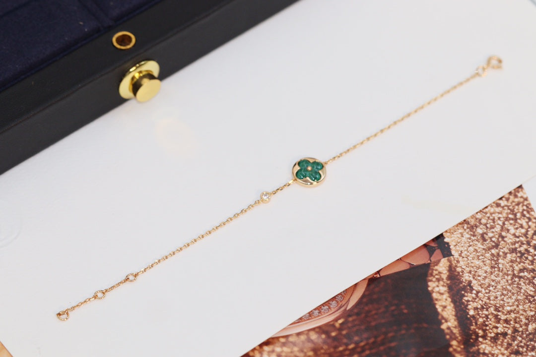 [KELA]STAR AND SUN 4 MOTIF ROSE GOLD MALACHITE BRACELET