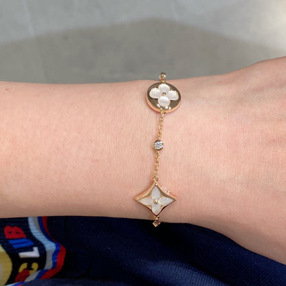 [KELA]STAR AND SUN 4 MOTIF WHITE MOP ROSE GOLD BRACELET