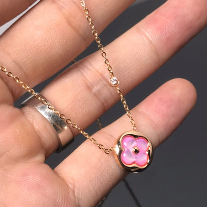 [KELA]COLOR BLOSSOM PINK MOP SUN GOLD NECKLACE