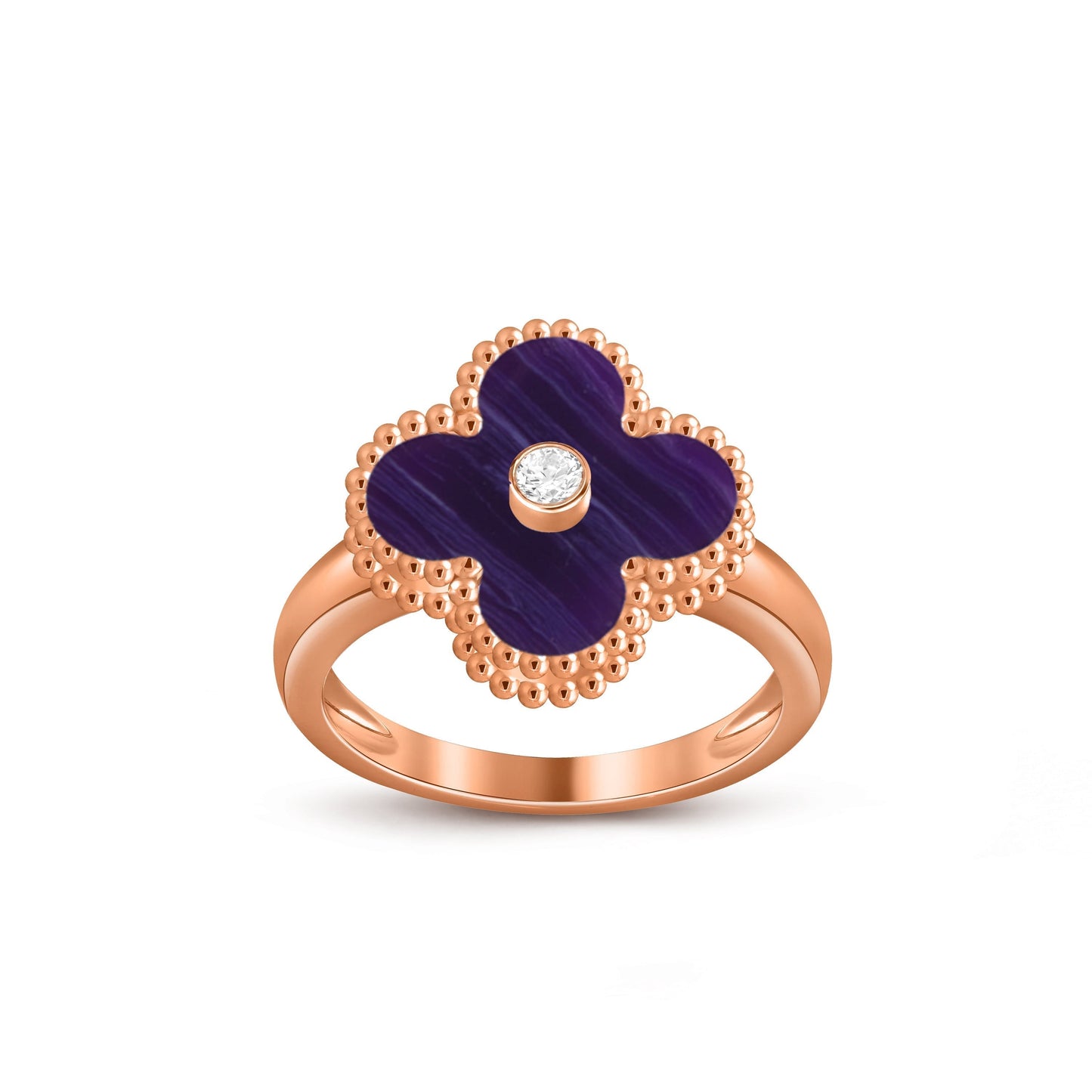 [KELA]LUCKY CLOVER DIAMOND-ACCENT ROSE GOLD RING COLLECTION
