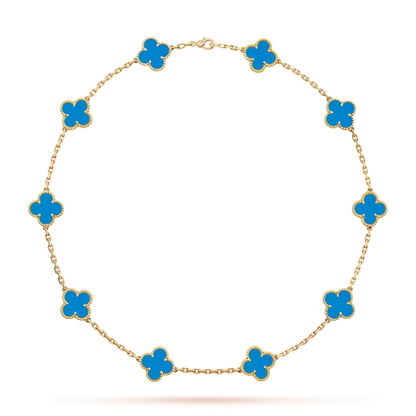[KELA]CLASSIC LUCKY 10-MOTIF CLOVER NECKLACE GOLD COLLECTION