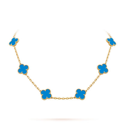 [KELA]CLASSIC LUCKY 10-MOTIF CLOVER NECKLACE GOLD COLLECTION
