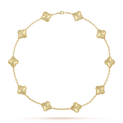 [KELA]CLASSIC LUCKY 10-MOTIF CLOVER NECKLACE GOLD COLLECTION