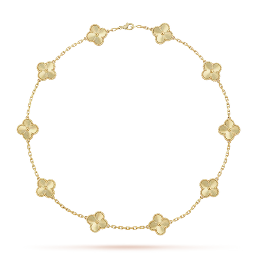 [KELA]CLASSIC LUCKY 10-MOTIF CLOVER NECKLACE GOLD COLLECTION
