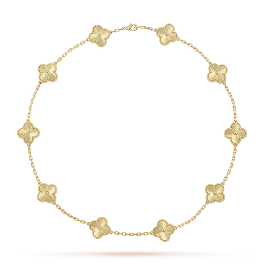 [KELA]CLASSIC LUCKY 10-MOTIF CLOVER NECKLACE GOLD COLLECTION