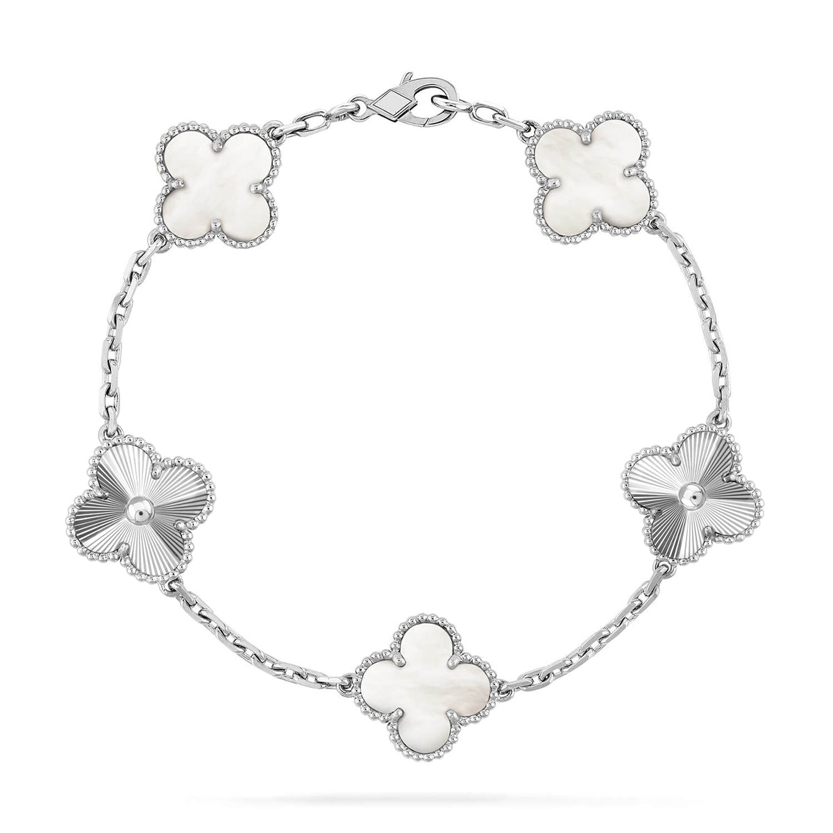 [KELA]LUCKY CLOVER 5-MOTIF BRACELET - WHITE MOTHER-OF-PEARL COLLECTION
