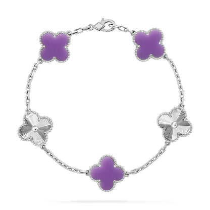 [KELA]LUCKY CLOVER 5-MOTIF BRACELET - LAVENDER COLLECTION