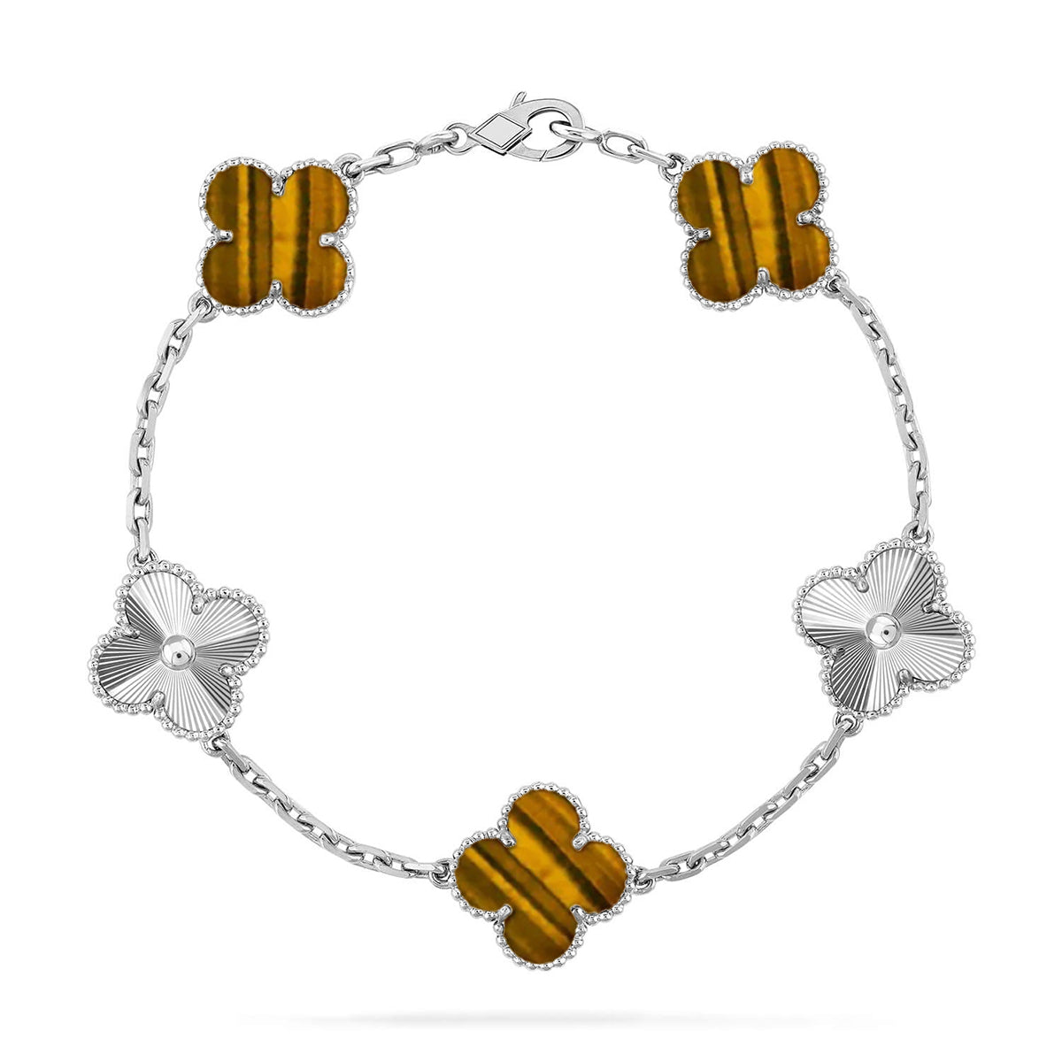 [KELA]LUCKY CLOVER 5-MOTIF BRACELET -  TIGER’S EYE COLLECTION