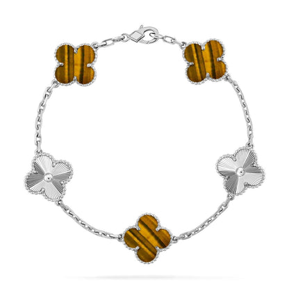 [KELA]LUCKY CLOVER 5-MOTIF BRACELET -  TIGER’S EYE COLLECTION