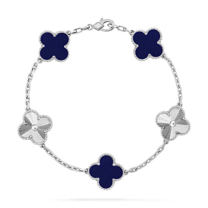 [KELA]LUCKY CLOVER 5-MOTIF BRACELET - LAPIS LAZULI COLLECTION