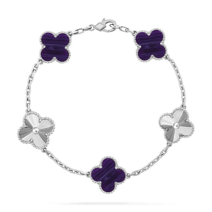 [KELA]LUCKY CLOVER 5-MOTIF BRACELET - CHAROITE COLLECTION