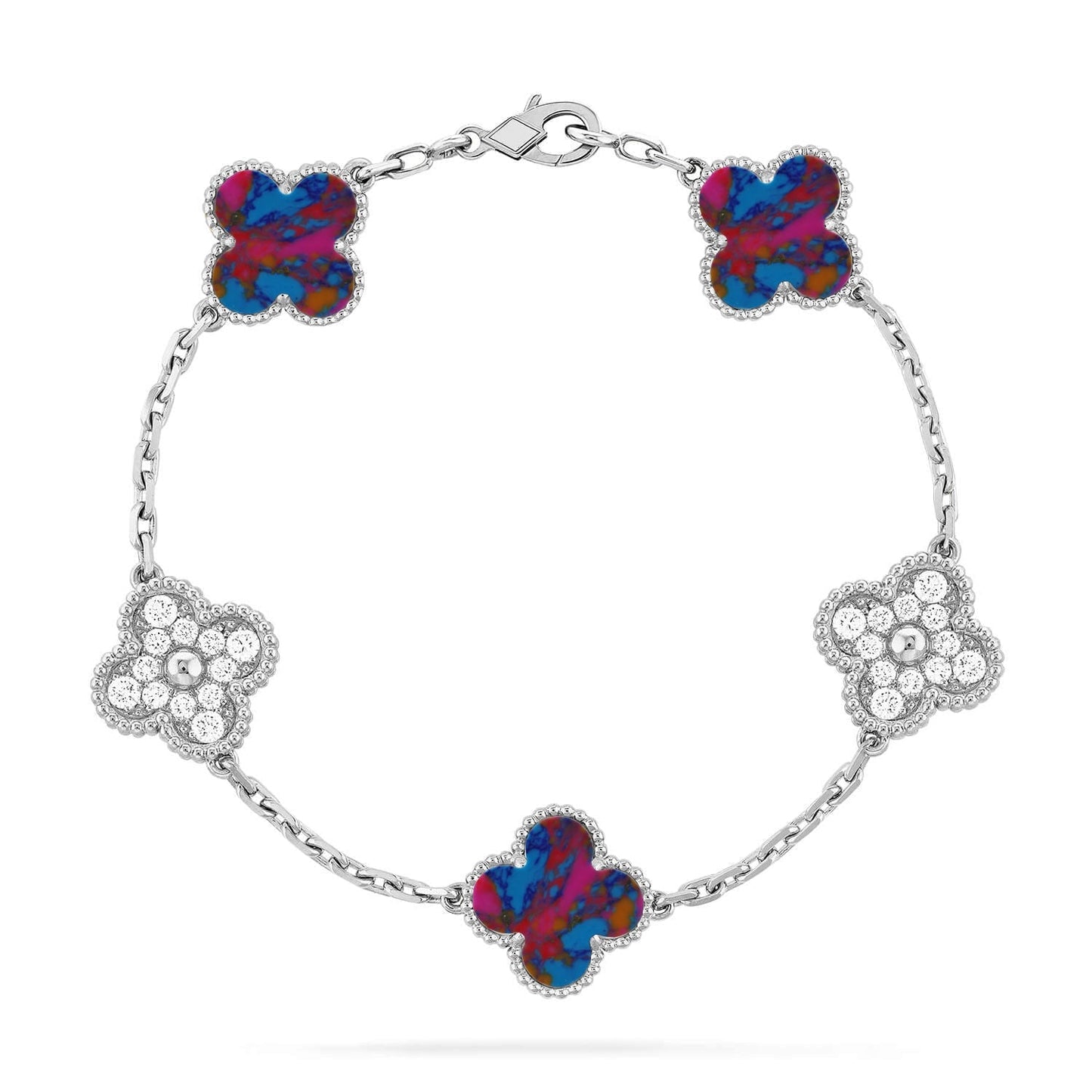 [KELA]LUCKY CLOVER 5-MOTIF BRACELET - MULTI-GEM COLLECTION