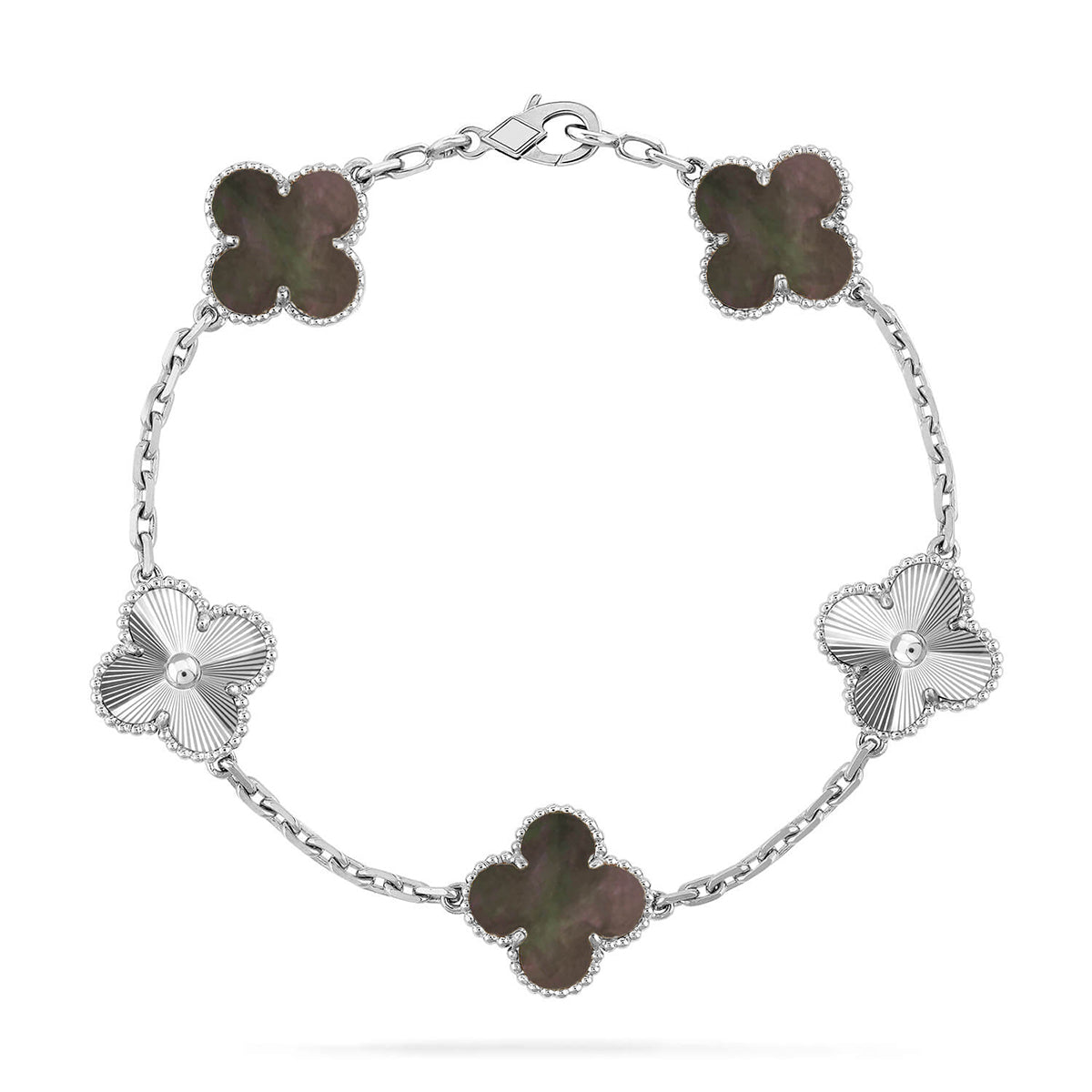 [KELA]LUCKY CLOVER 5-MOTIF BRACELET - GREY MOTHER-OF-PEARL COLLECTION