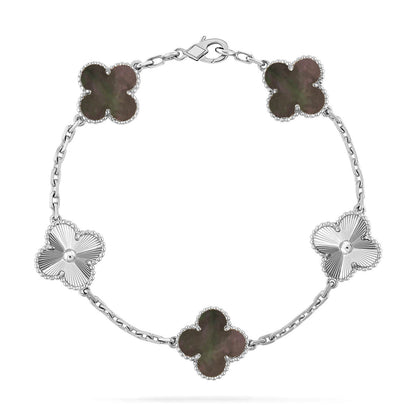 [KELA]LUCKY CLOVER 5-MOTIF BRACELET - GREY MOTHER-OF-PEARL COLLECTION