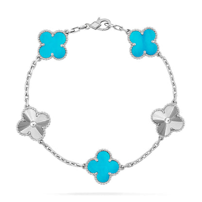 [KELA]LUCKY CLOVER 5-MOTIF BRACELET - TURQUOISE COLLECTION