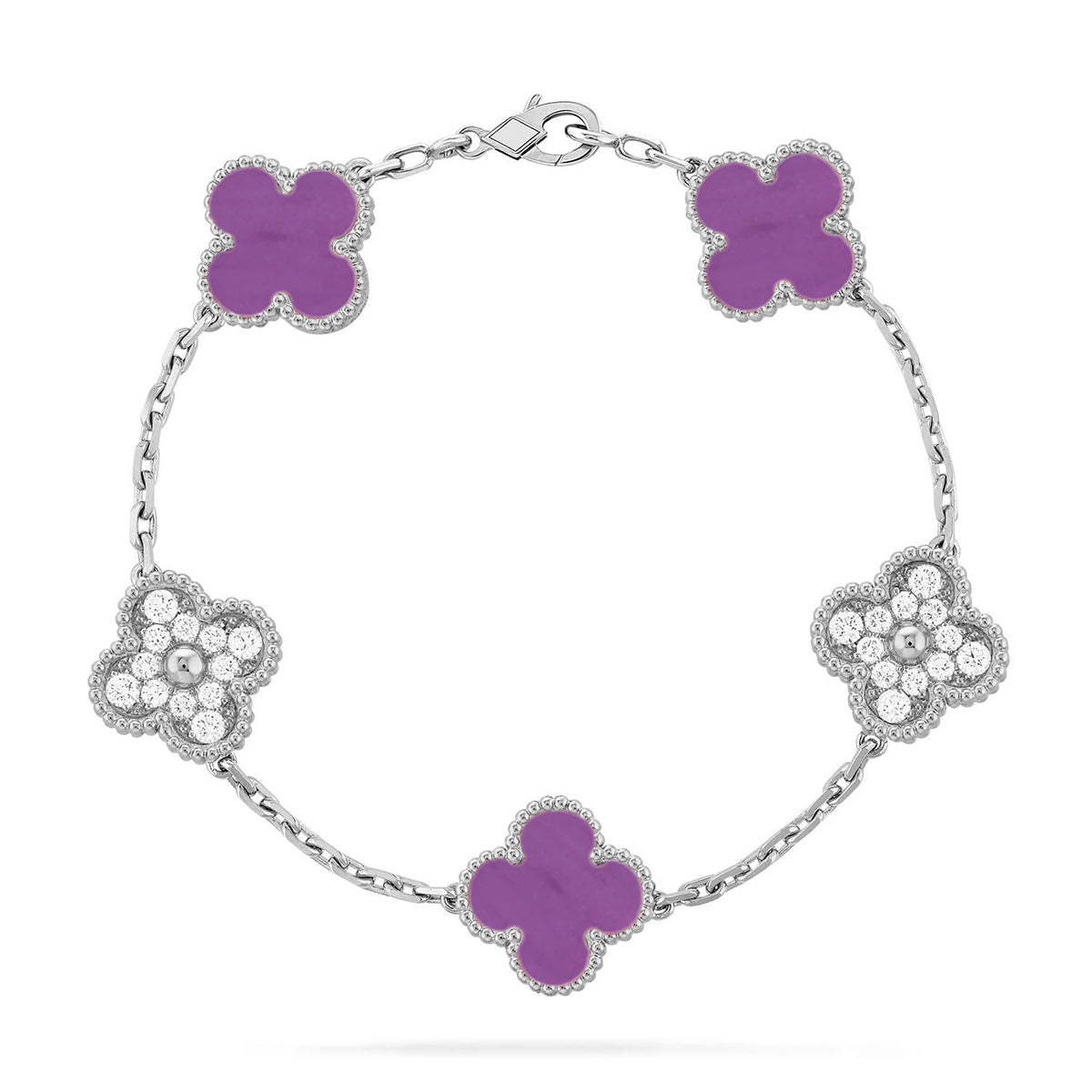 [KELA]LUCKY CLOVER 5-MOTIF BRACELET - VIOLET COLLECTION