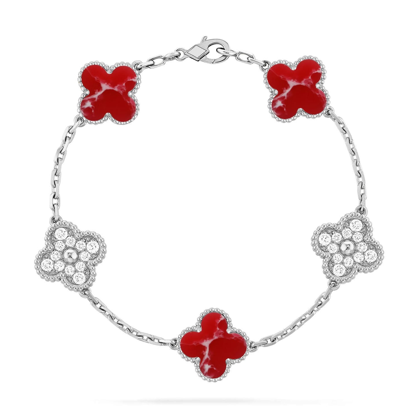 [KELA]LUCKY CLOVER 5-MOTIF BRACELET - RED LARIMAR COLLECTION