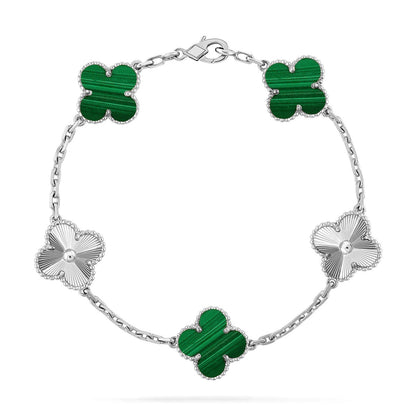 [KELA]LUCKY CLOVER 5-MOTIF BRACELET - MALACHITE COLLECTION