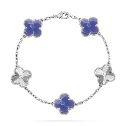 [KELA]LUCKY CLOVER 5-MOTIF BRACELET - BLUE LARIMAR COLLECTION