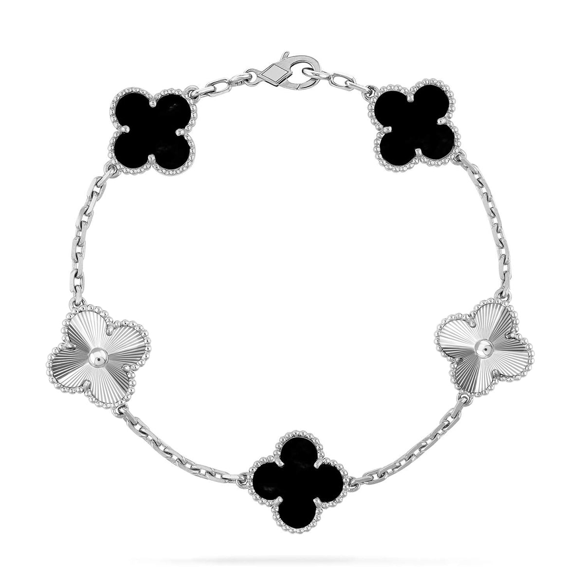 [KELA]LUCKY CLOVER 5-MOTIF BRACELET - BLACK OXNY COLLECTION