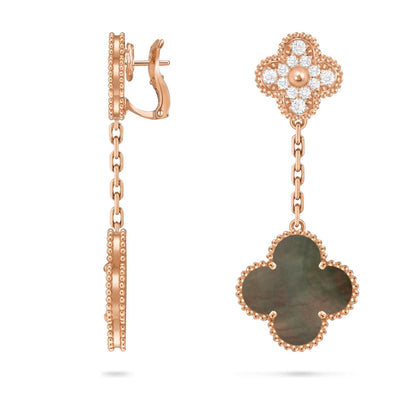 [KELA]CLOVER DUAL-MOTIF STATEMENT STUD EARRINGS - DOUBLE-CHARM COLLECTION