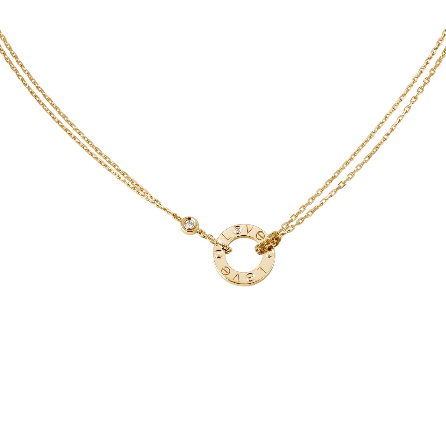 [KELA]LOVE CIRCULAR PENDANT 2-DIAMOND NECKLACE