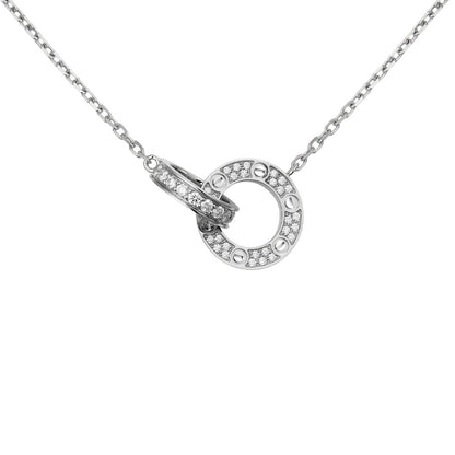 [KELA]LOVE DOUBLE-RING PENDANT FULL-PAVÉ NECKLACE
