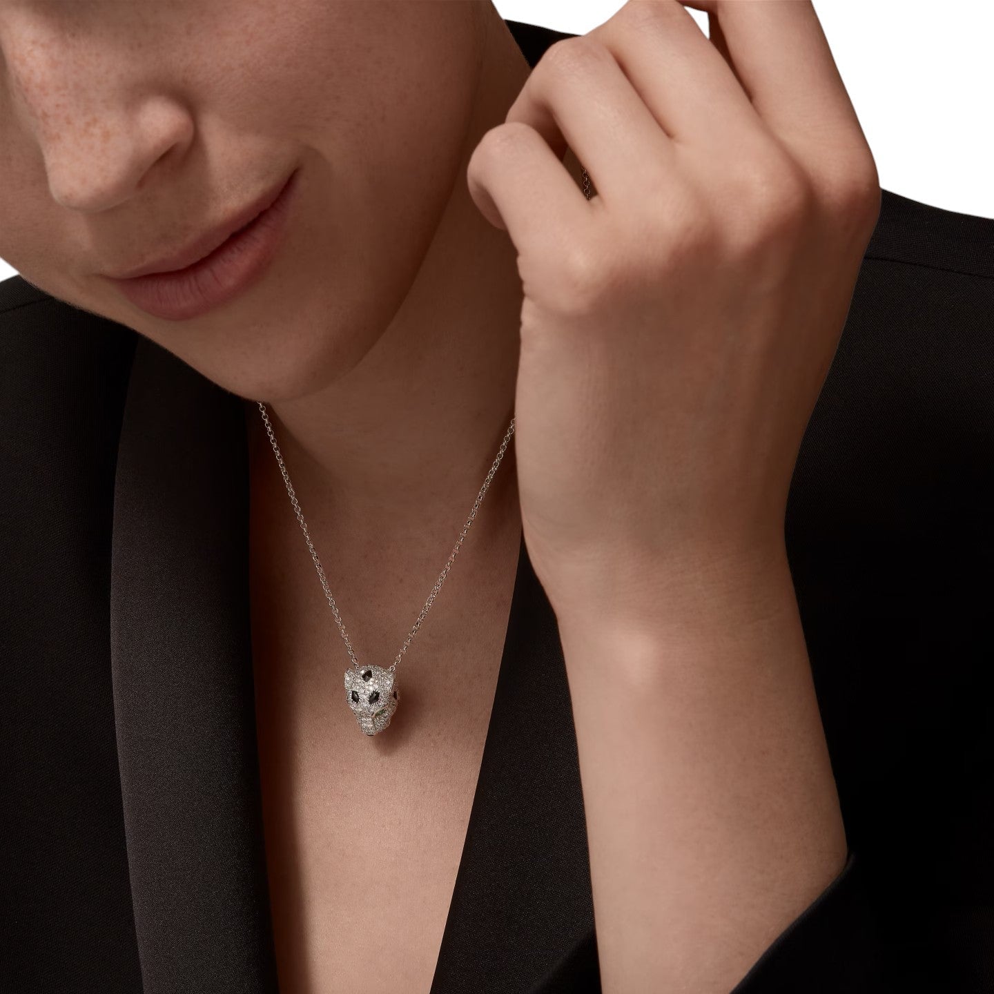 [KELA]LEOPARD HEAD FULL PAVÉ DIAMOND PENDANT NECKLACE