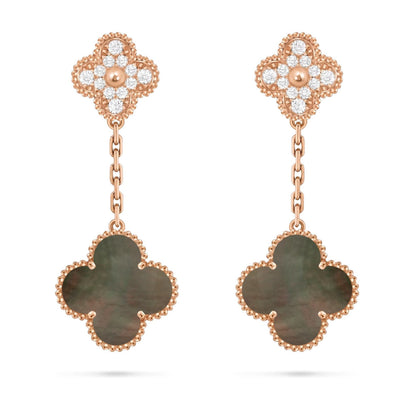 [KELA]CLOVER DUAL-MOTIF STATEMENT STUD EARRINGS - DOUBLE-CHARM COLLECTION