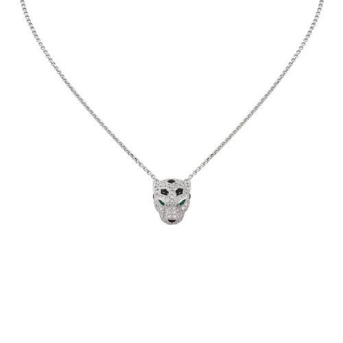 [KELA]LEOPARD HEAD FULL PAVÉ DIAMOND PENDANT NECKLACE