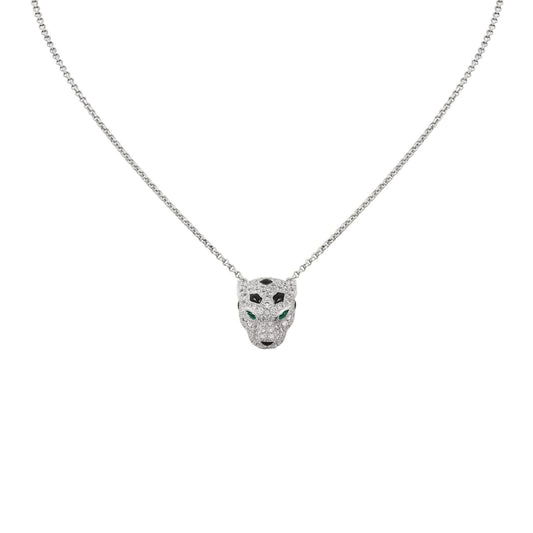 [KELA]LEOPARD HEAD FULL PAVÉ DIAMOND PENDANT NECKLACE
