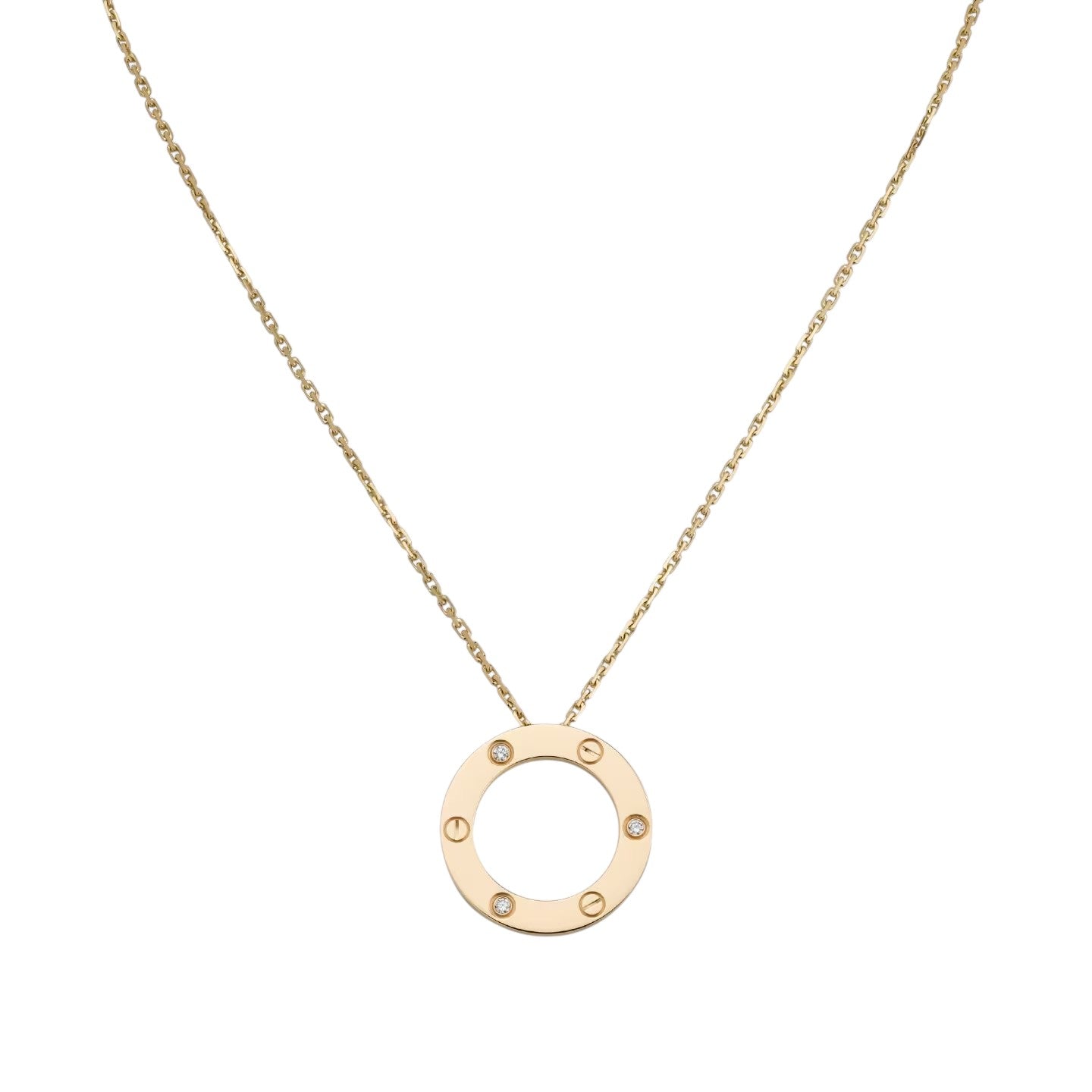[KELA]LOVE LARGE CIRCULAR PENDANT 3-DIAMOND NECKLACE