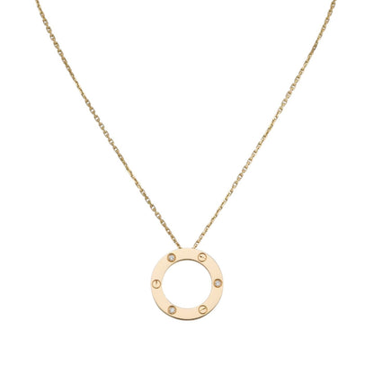 [KELA]LOVE LARGE CIRCULAR PENDANT 3-DIAMOND NECKLACE