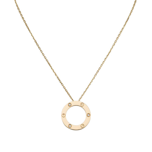 [KELA]LOVE LARGE CIRCULAR PENDANT 3-DIAMOND NECKLACE