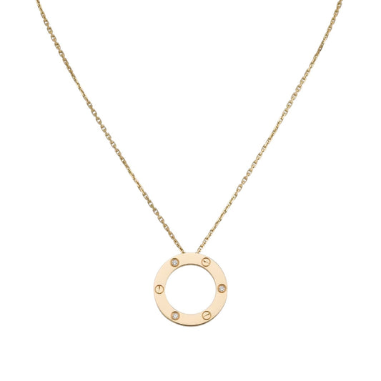 [KELA]LOVE LARGE CIRCULAR PENDANT 3-DIAMOND NECKLACE