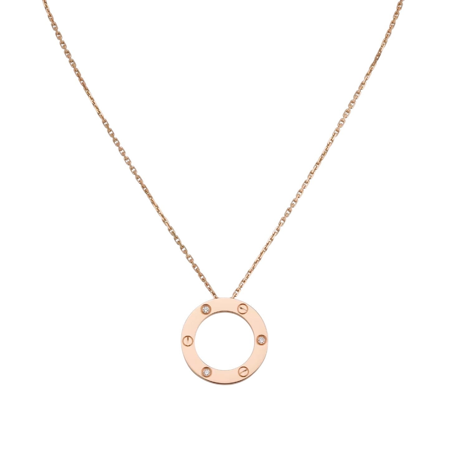 [KELA]LOVE LARGE CIRCULAR PENDANT 3-DIAMOND NECKLACE