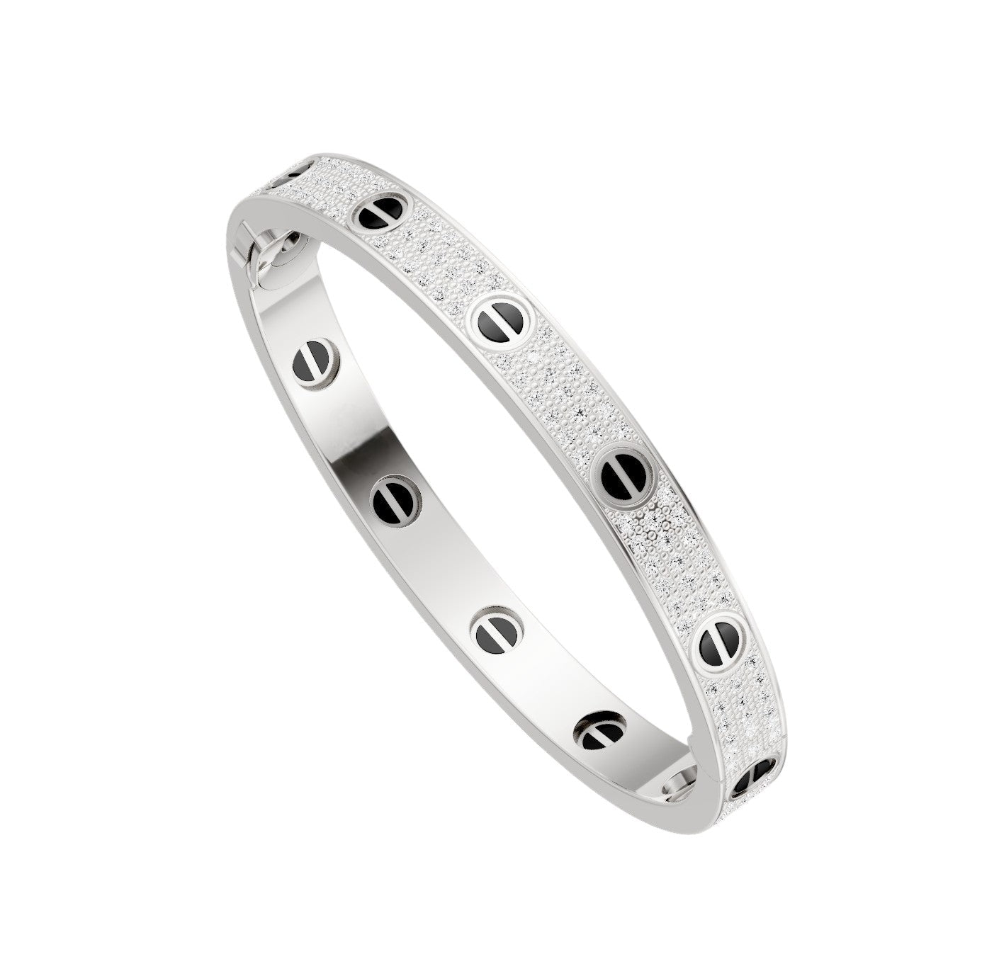 [KELA]CLASSIC 6.1MM LOVE BANGLE - DIAMOND PAVÉ & BLACK CERAMIC