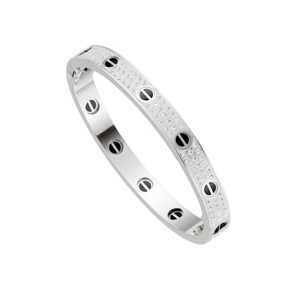 [KELA]CLASSIC 6.1MM LOVE BANGLE - DIAMOND PAVÉ & BLACK CERAMIC