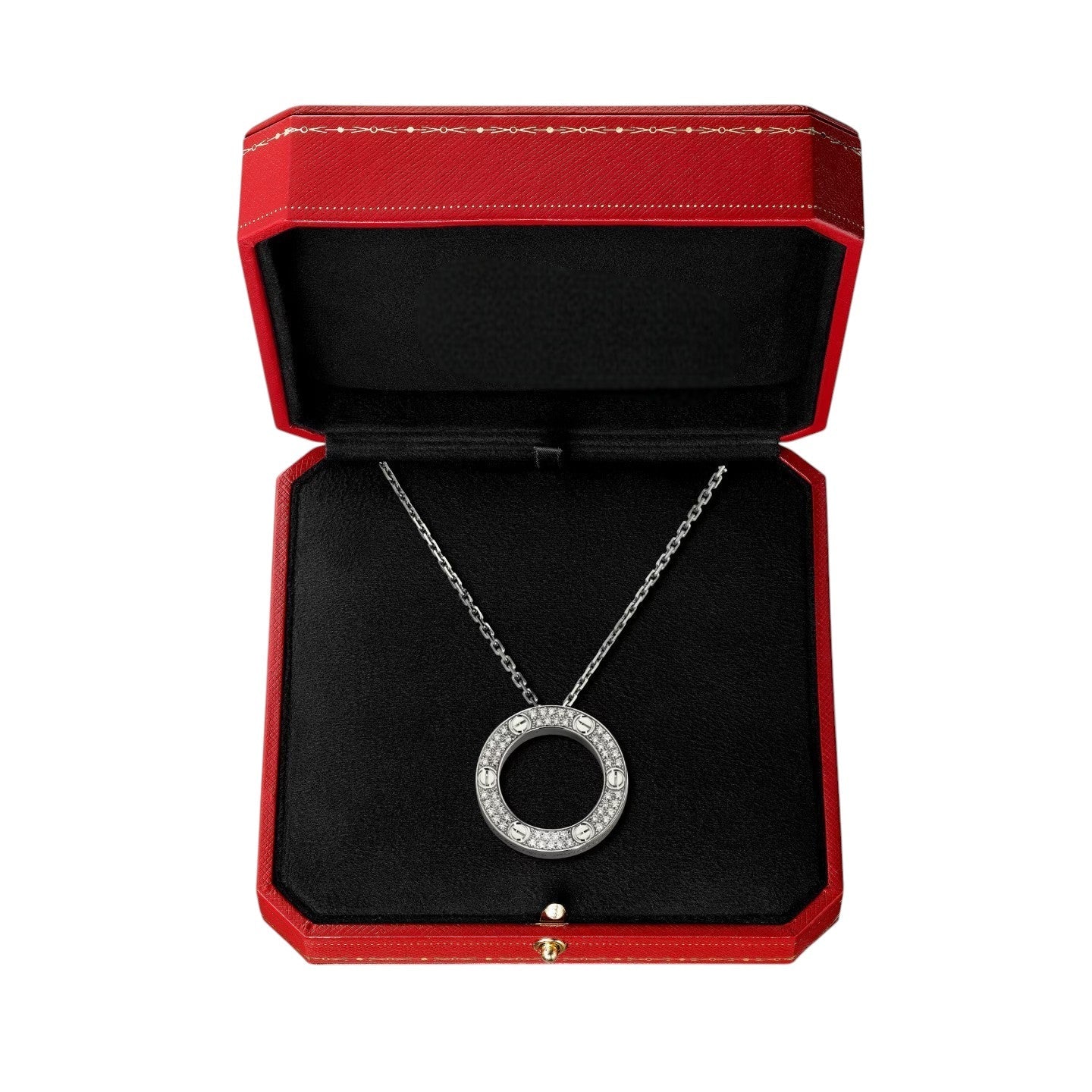 [KELA]LOVE LARGE CIRCULAR PENDANT FULL-PAVÉ DIAMOND NECKLACE