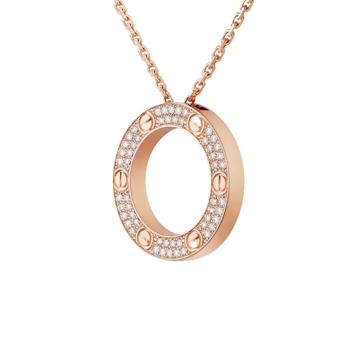 [KELA]LOVE LARGE CIRCULAR PENDANT FULL-PAVÉ DIAMOND NECKLACE