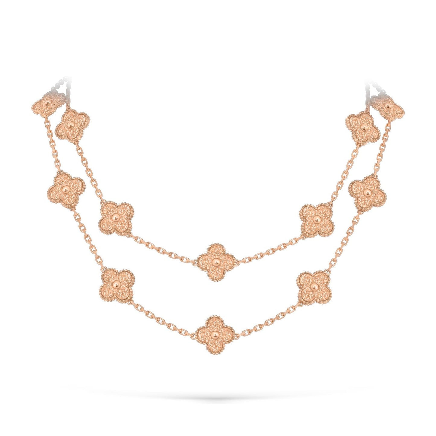 [KELA]CLASSIC 20-MOTIF LUCKY CLOVER LONG NECKLACE ROSE GOLD COLLECTION