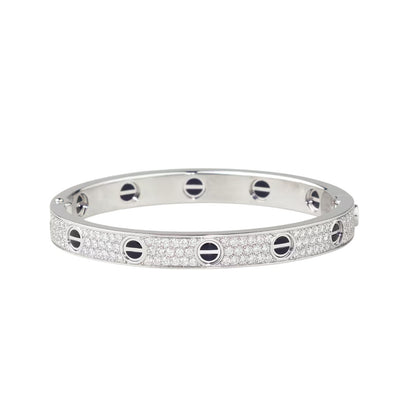 [KELA]CLASSIC 6.1MM LOVE BANGLE - DIAMOND PAVÉ & BLACK CERAMIC
