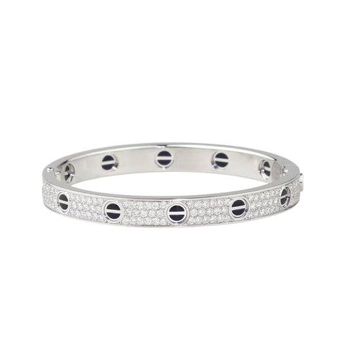 [KELA]CLASSIC 6.1MM LOVE BANGLE - DIAMOND PAVÉ & BLACK CERAMIC