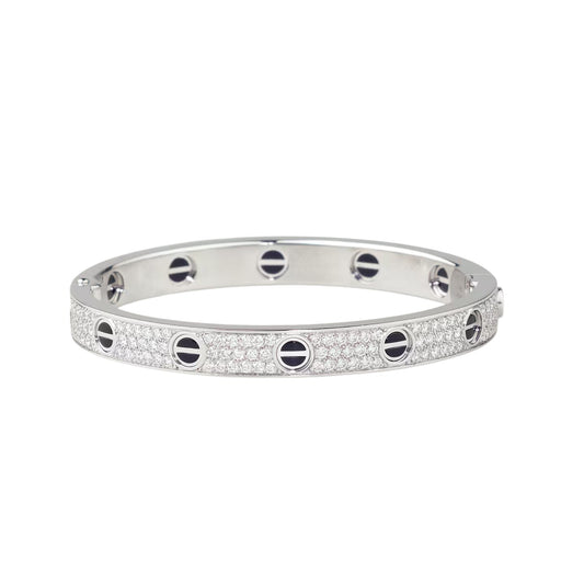 [KELA]CLASSIC 6.1MM LOVE BANGLE - DIAMOND PAVÉ & BLACK CERAMIC