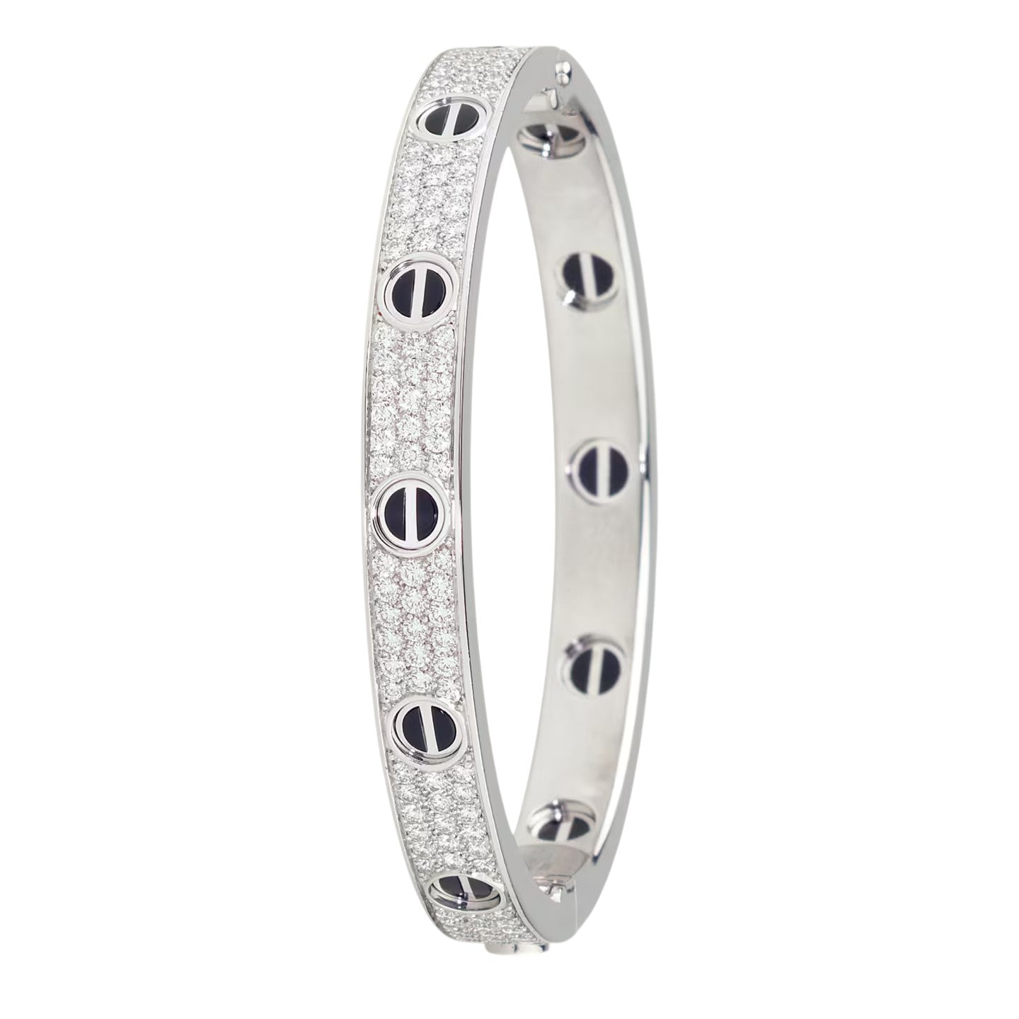 [KELA]CLASSIC 6.1MM LOVE BANGLE - DIAMOND PAVÉ & BLACK CERAMIC