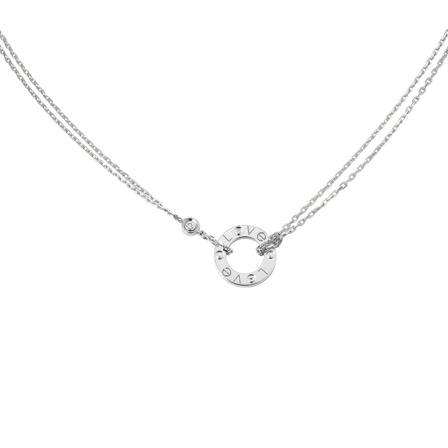 [KELA]LOVE CIRCULAR PENDANT 2-DIAMOND NECKLACE