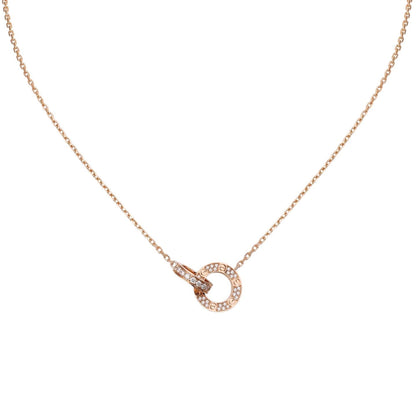 [KELA]LOVE DOUBLE-RING PENDANT FULL-PAVÉ NECKLACE