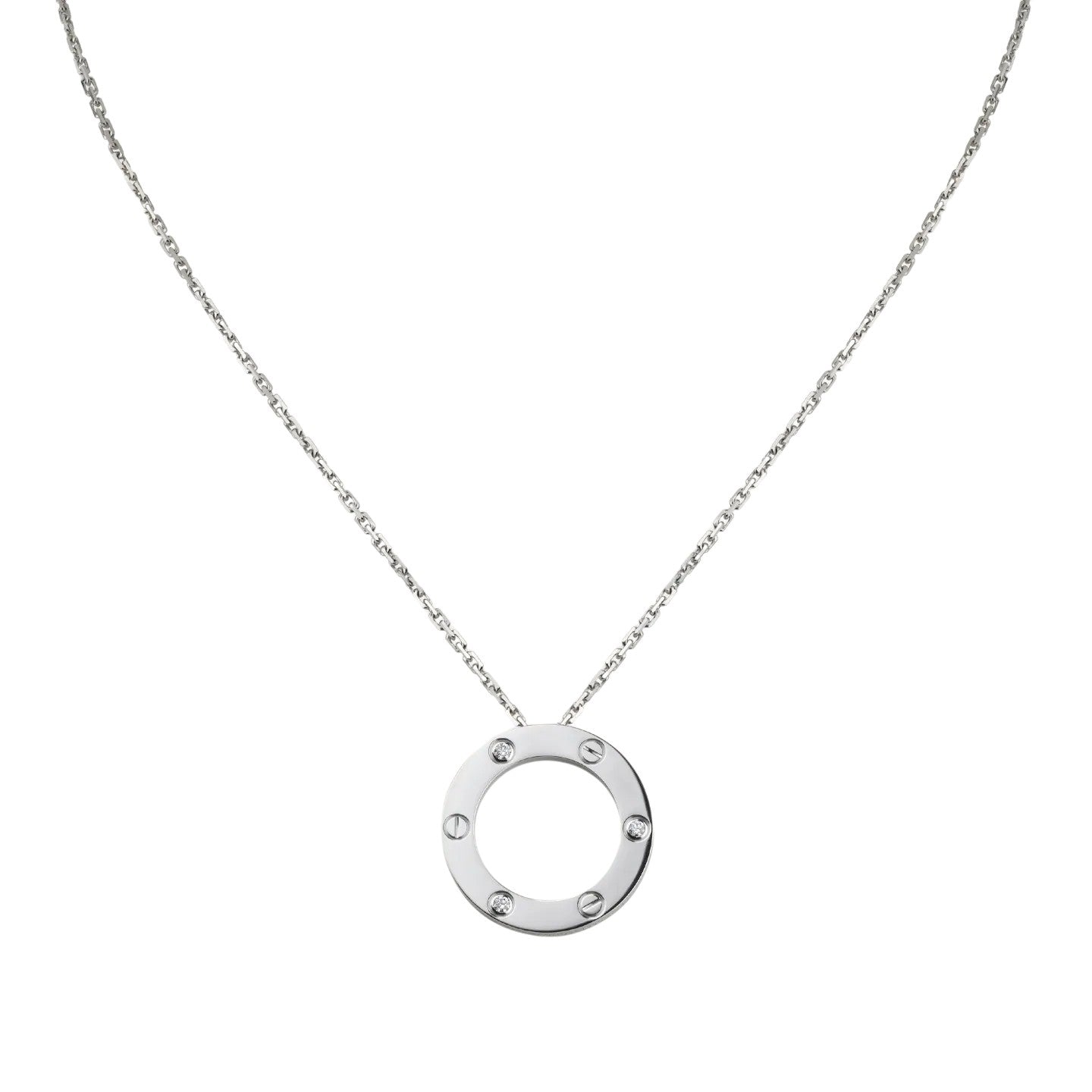 [KELA]LOVE LARGE CIRCULAR PENDANT 3-DIAMOND NECKLACE