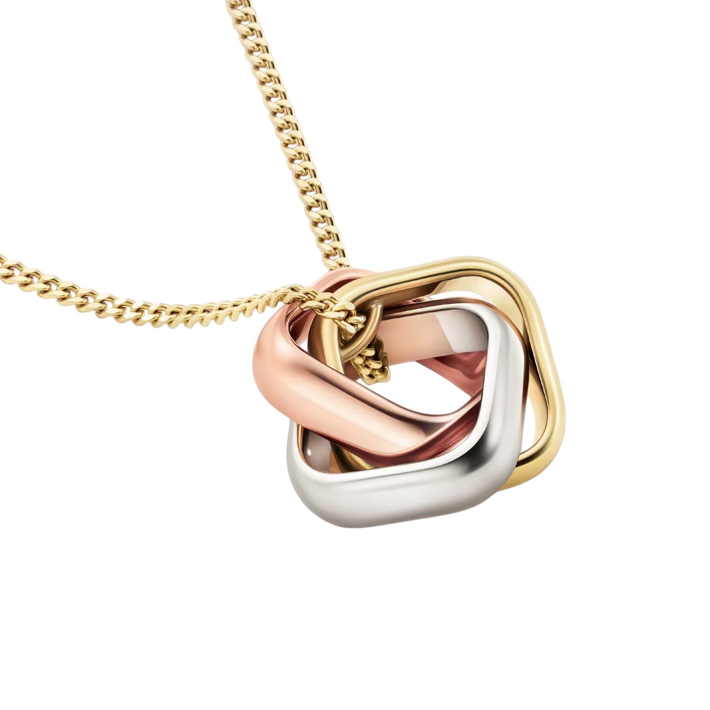 [KELA]TRI-COLOR SQUARE RING NECKLACE